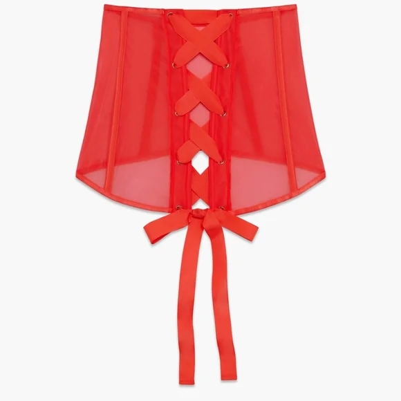 Np Longer Avil NIP SAVAGEXFENTY Sheer X Skirt in Dark Pink/Orange/Red size M - Picture 4 of 9